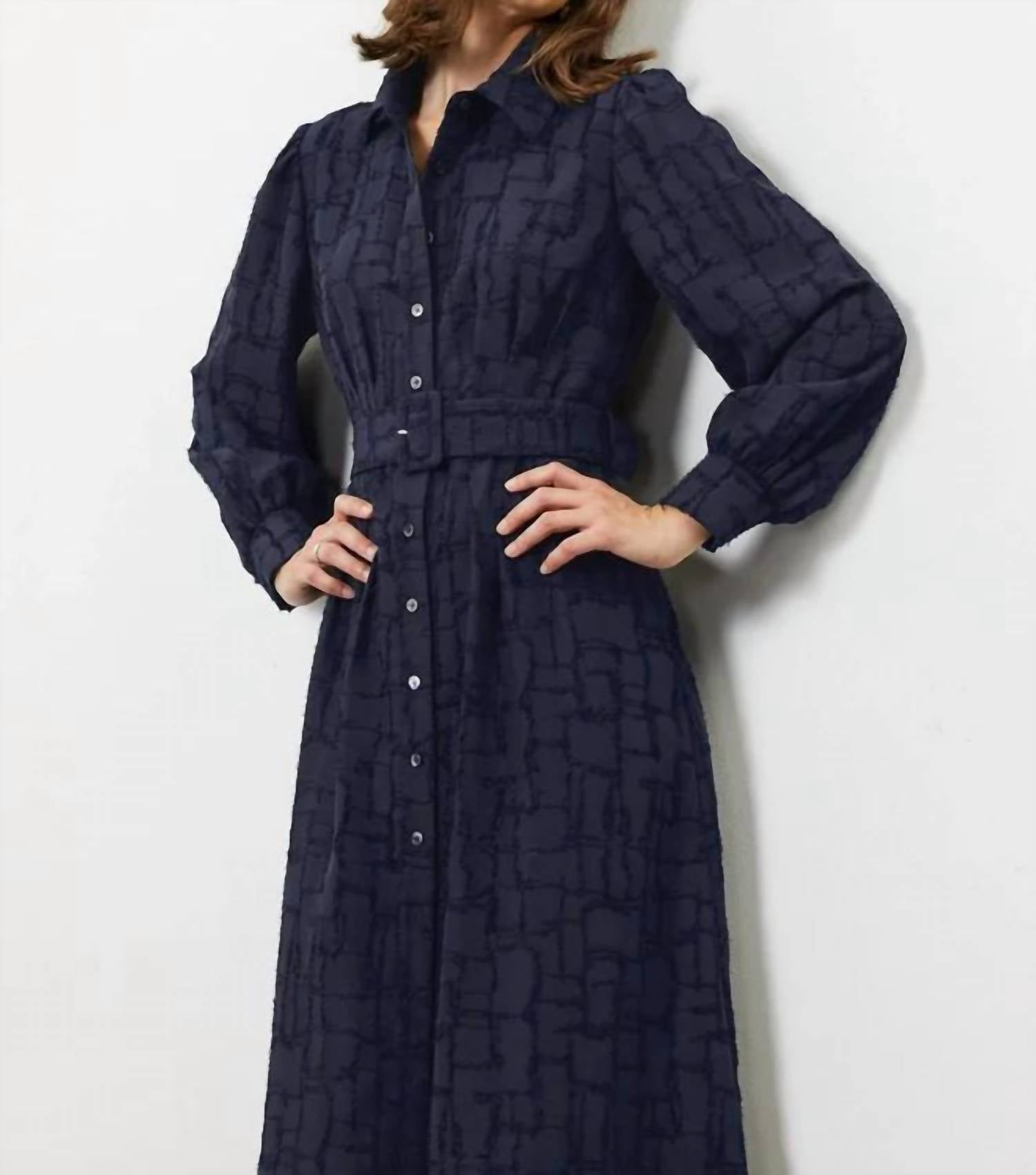 Current Air - Long Sleeve Button Down Midi Dress