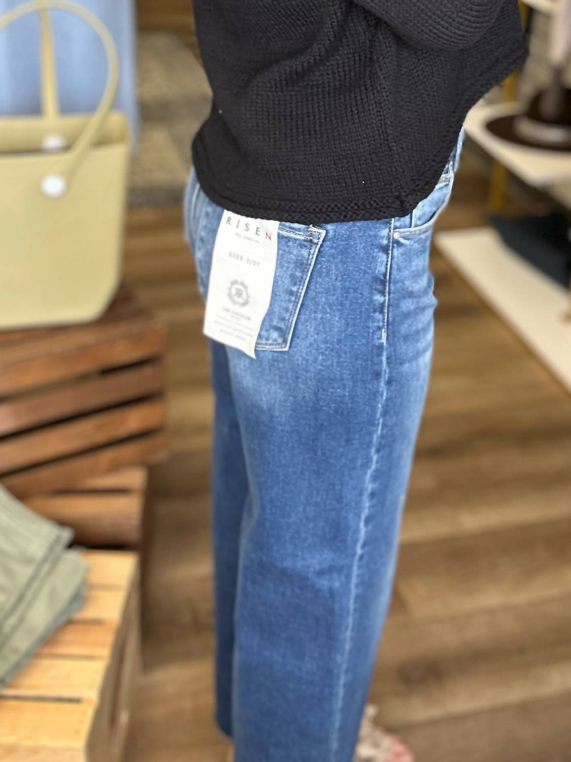 Risen - Mid Rise Crop Wide Jeans