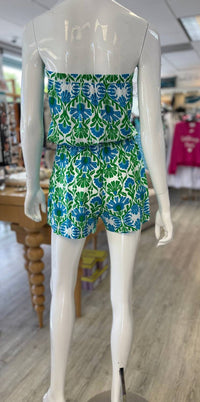 la mer luxe Women's Luxe Raina Romper in cyan emerald croatia - women's pants - detail view