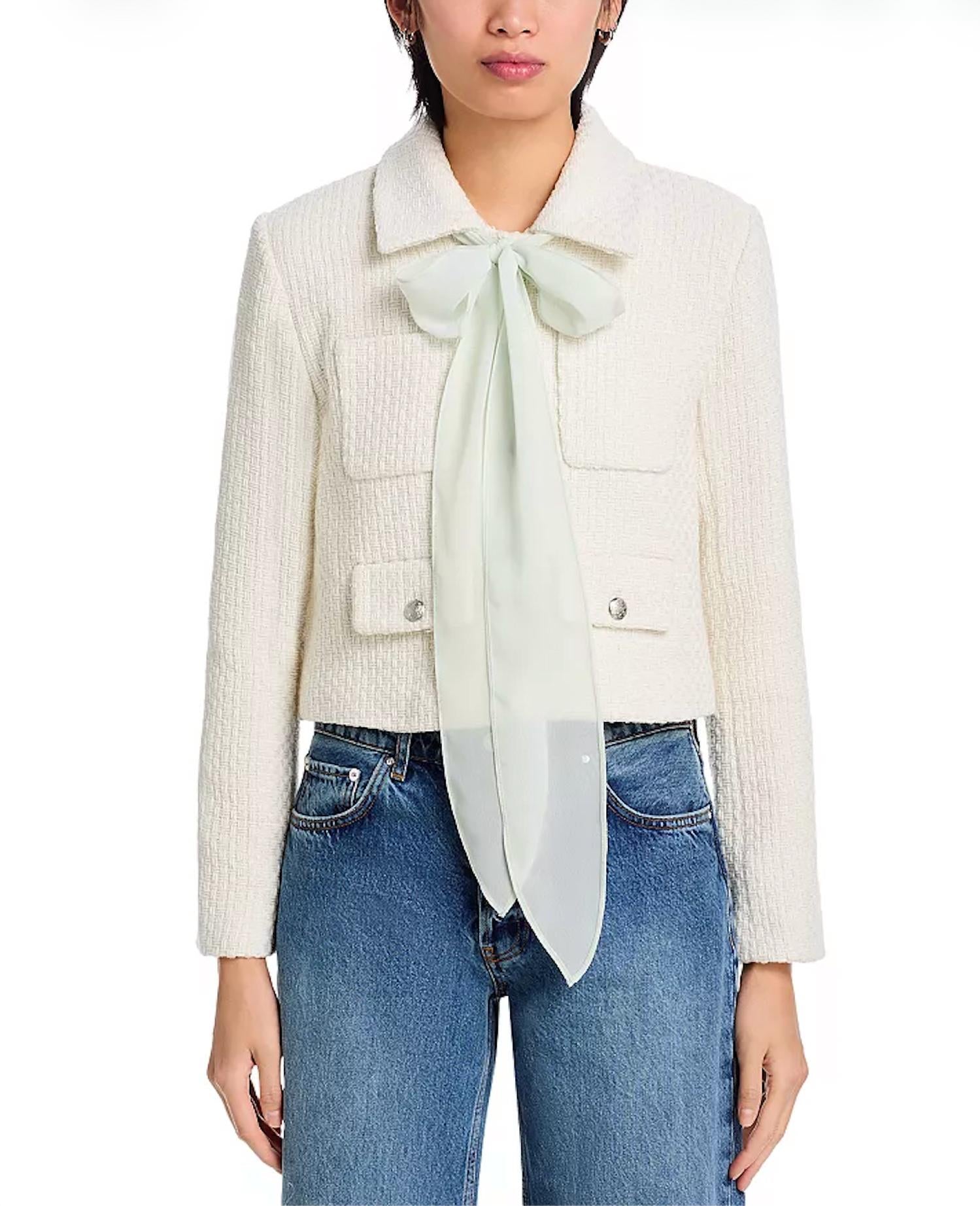 STEVE MADDEN Alise Tweed Blazer in ivory - women's jacket