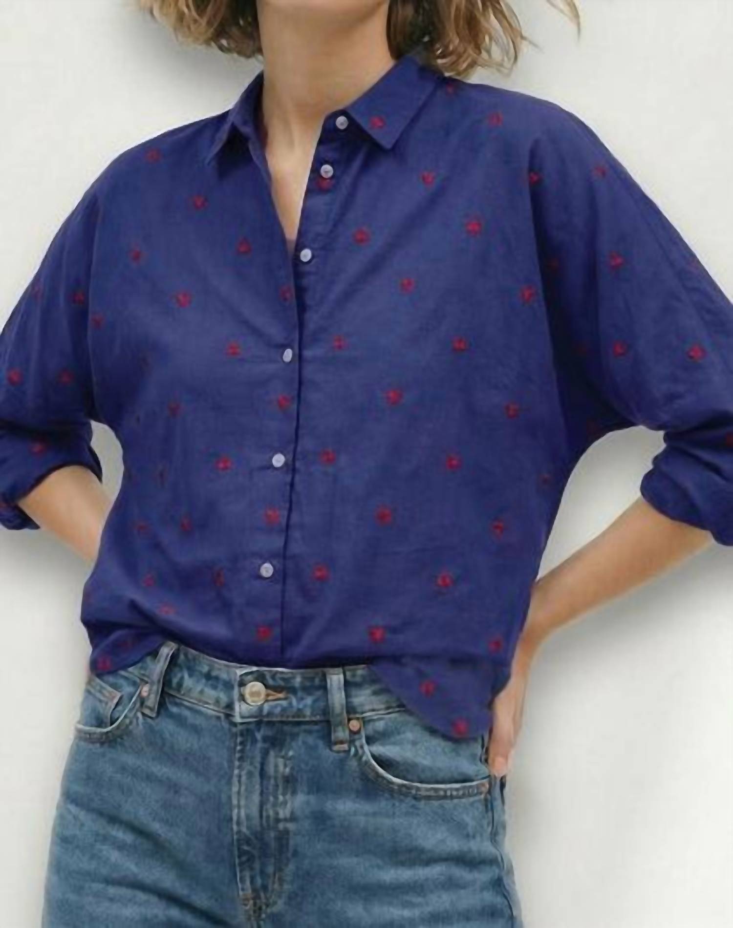 Lilla P - Embroidered Hearts Button Down