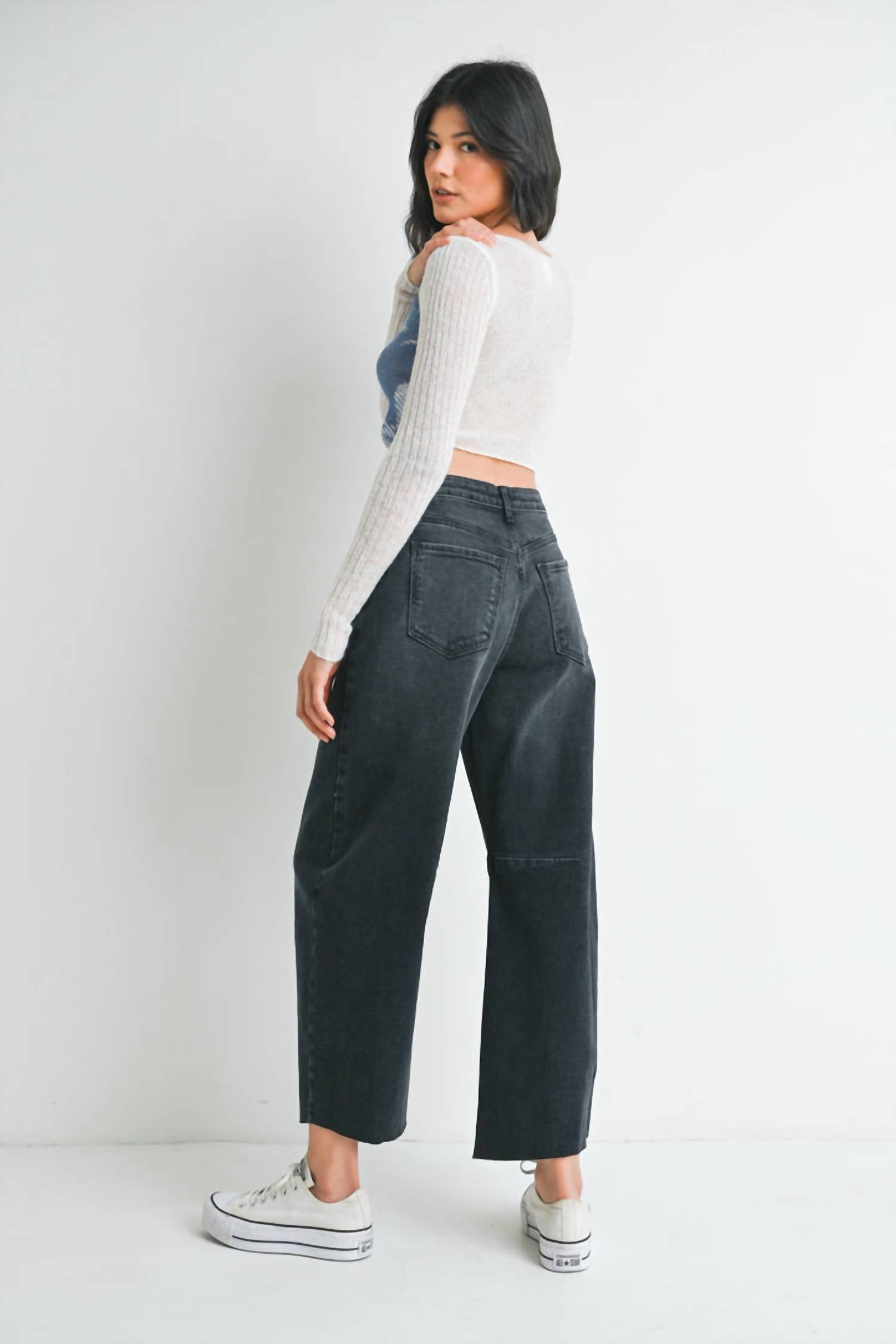 JUST BLACK DENIM Women's Barrel Jean in black - women's jeans - alternate view