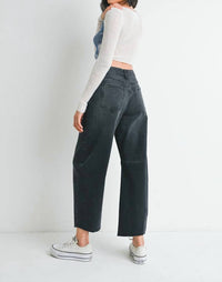 JUST BLACK DENIM Women's Barrel Jean in black - women's jeans - detail view