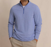 Southern Tide - Micro-stripe Heather Quarter Zip Top