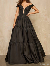 Sherri Hill - Off The Shoulder Ballgown With Deep V Illusion