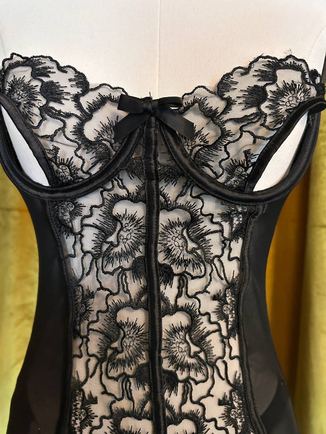 Kilo Brava Embroidered Underwire Slip & G-string Set in black embriodery - women's intimate - view 5