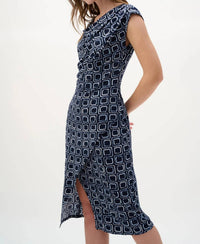 Joseph Ribkoff - Geometric Cowl Wrap Dress