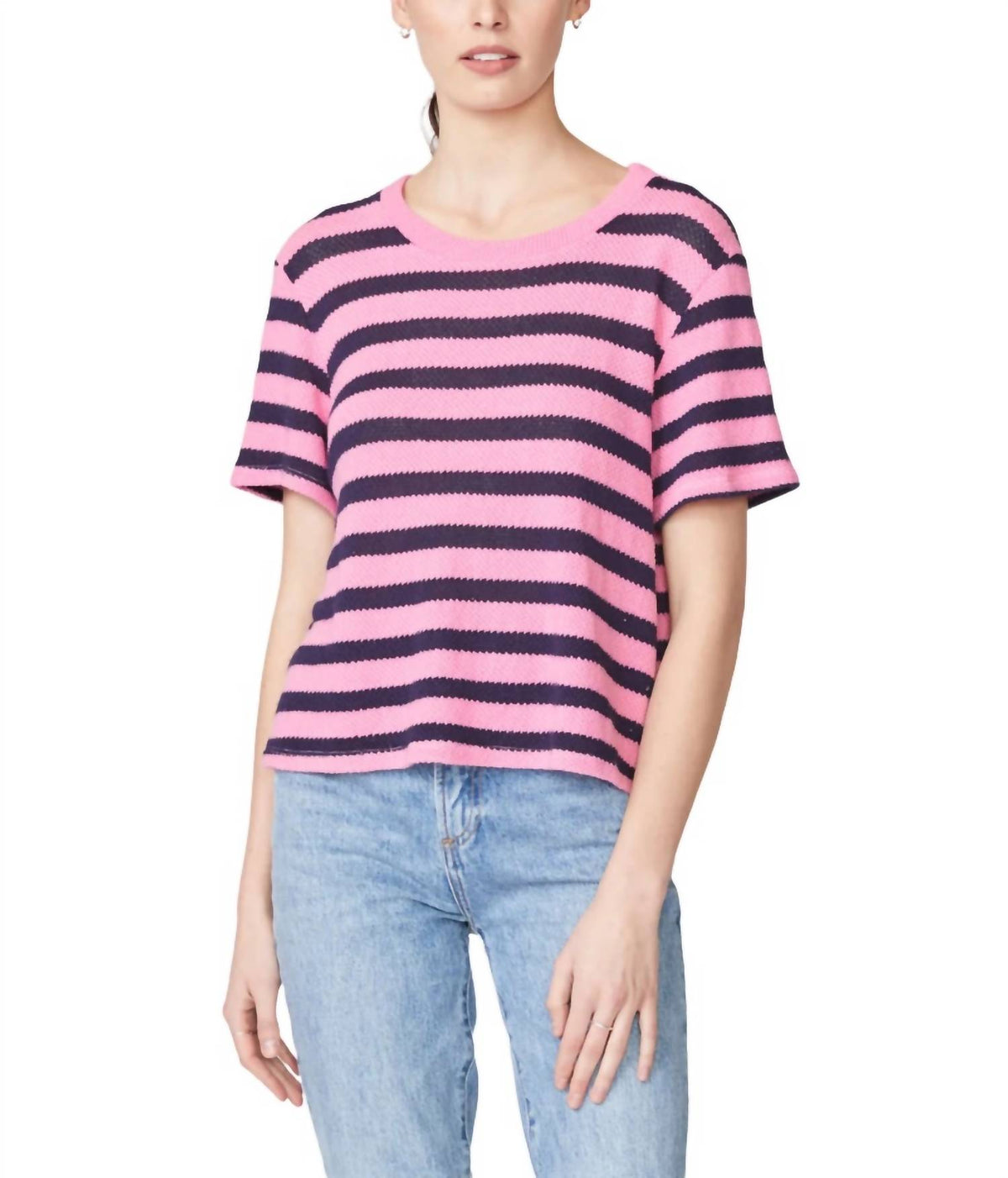 Stateside - SWEATER KNIT STRIPE PIQUE BABY TEE