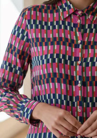 Vilagallo - Mariela Geometric Block Print Shirt