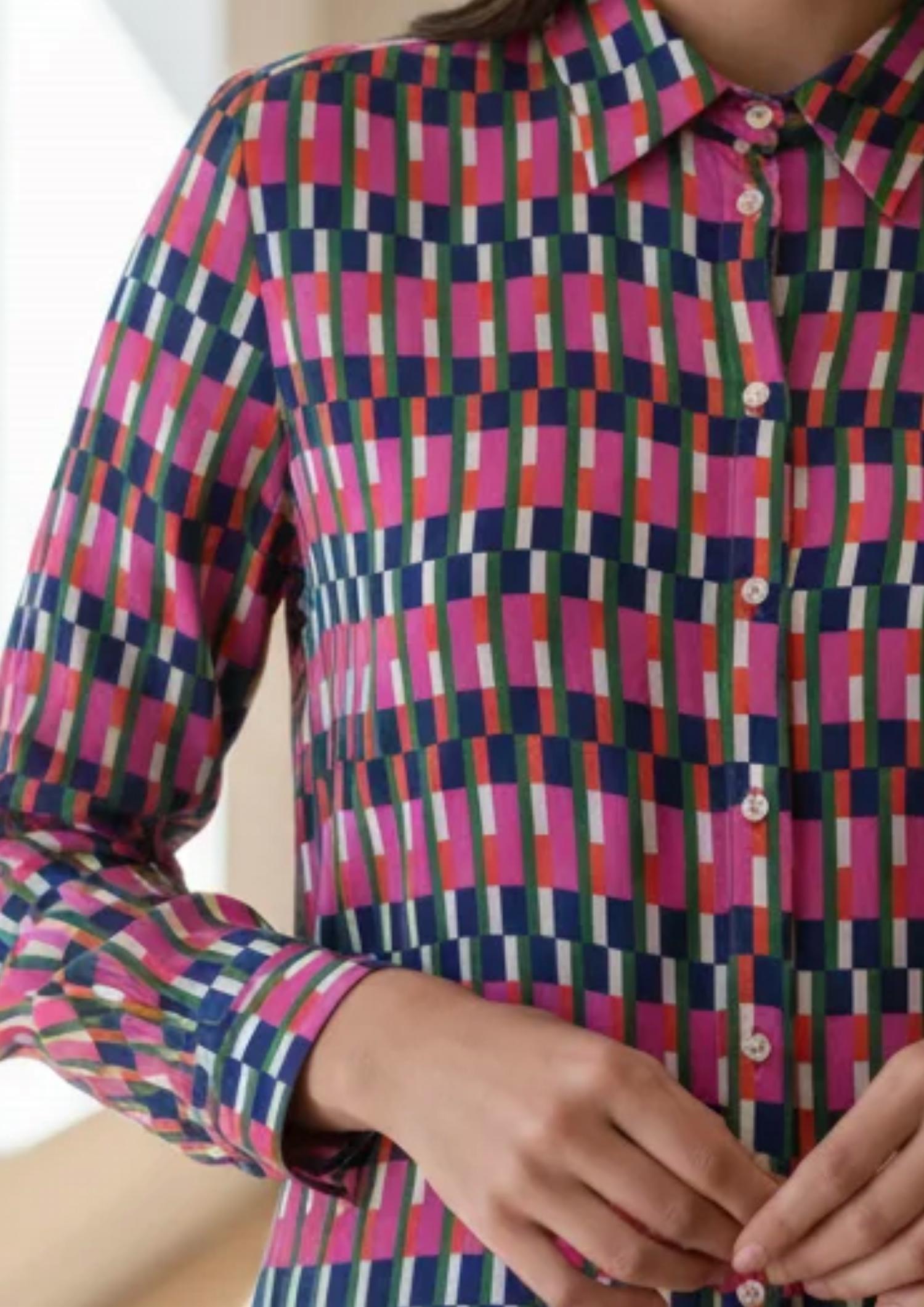 Vilagallo - Mariela Geometric Block Print Shirt