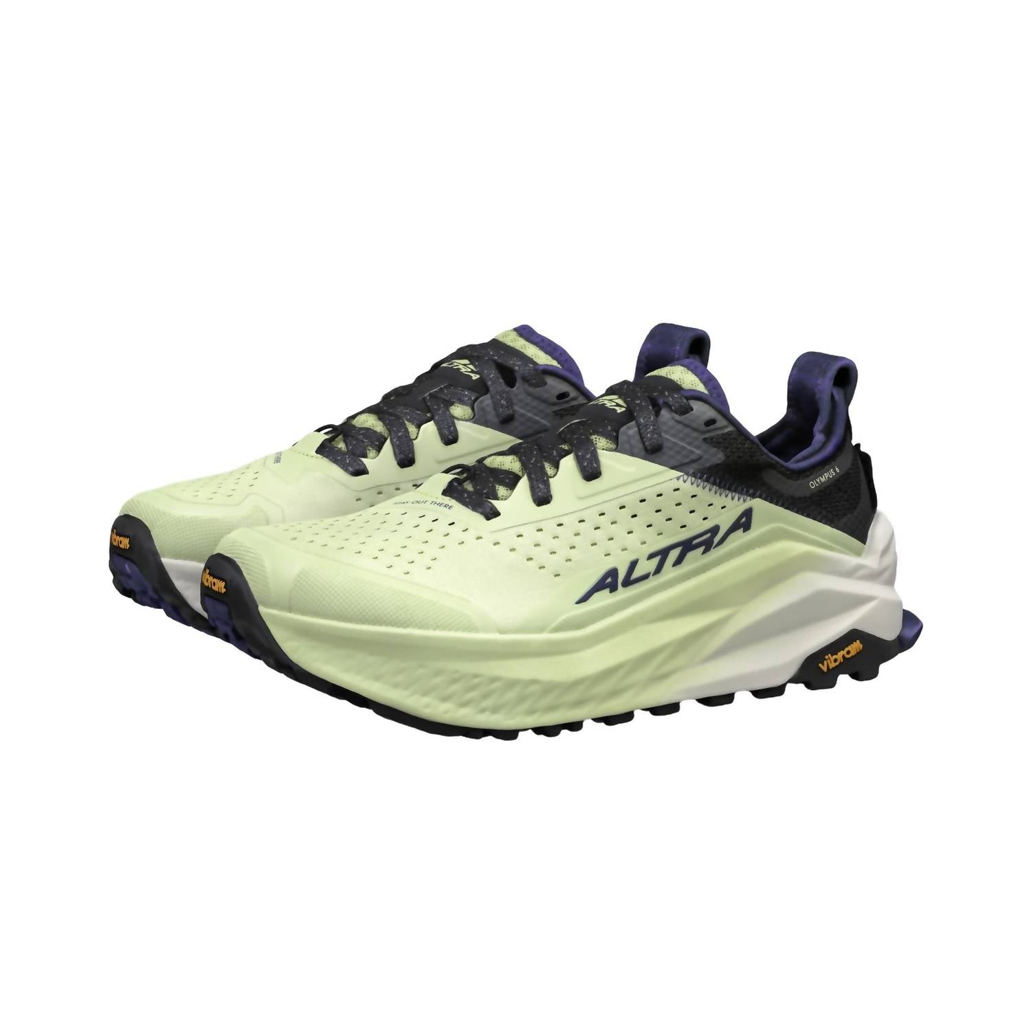 ALTRA Women's Olympus 6 Trail Running Shoes in black green - women's shoe - detail view