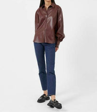 French Connection - Etta Vegan Leather Puff Sleeve Blouse