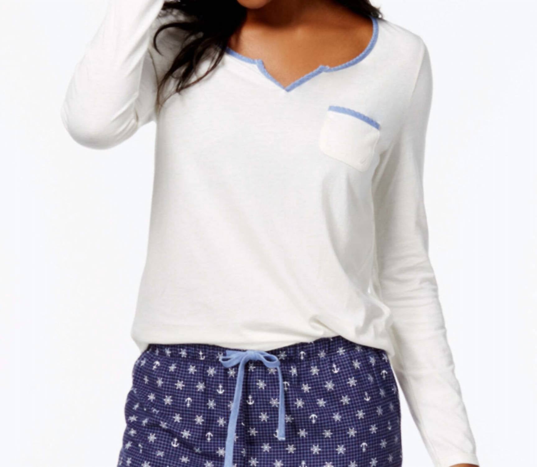 Nautica - Lace Design Long Sleeve Pajama Top