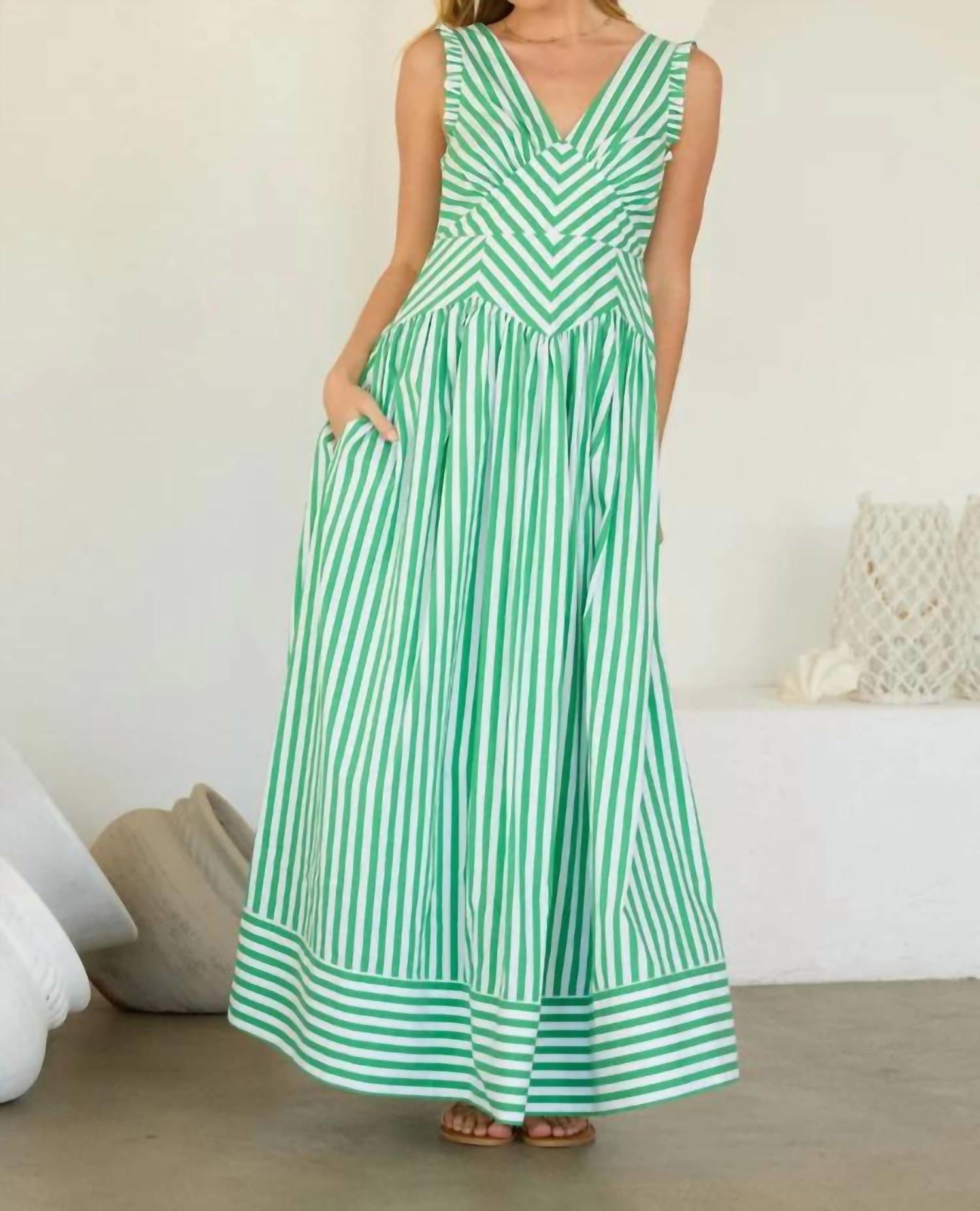 Skies Are Blue - Ruffle Strap Maxi Dress
