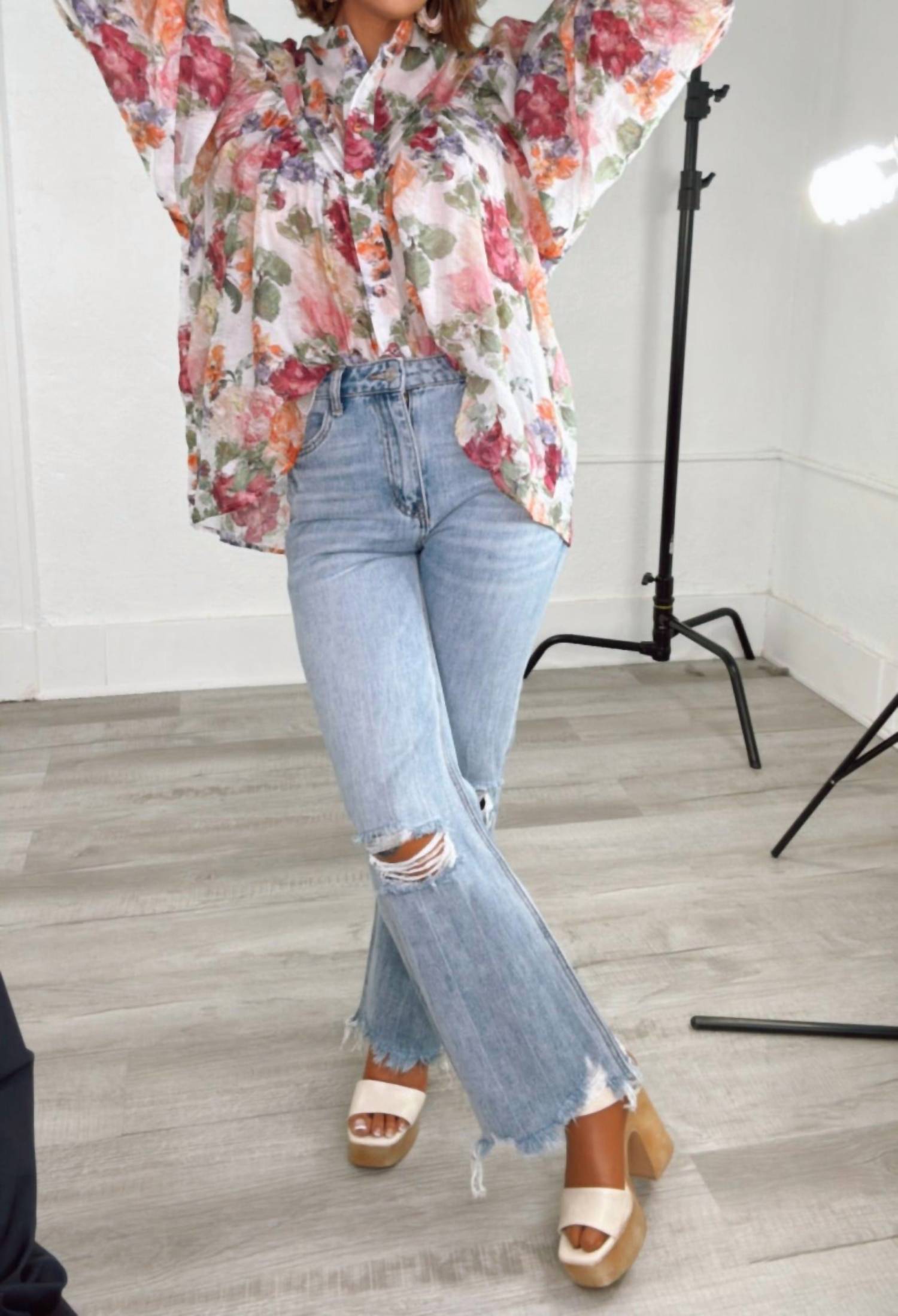 Vervet By Flying Monkey - Jordie Distressed Denim Jean