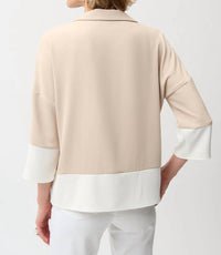 Joseph Ribkoff - Woven Twill Color Block Boxy Top with Shirt Collar