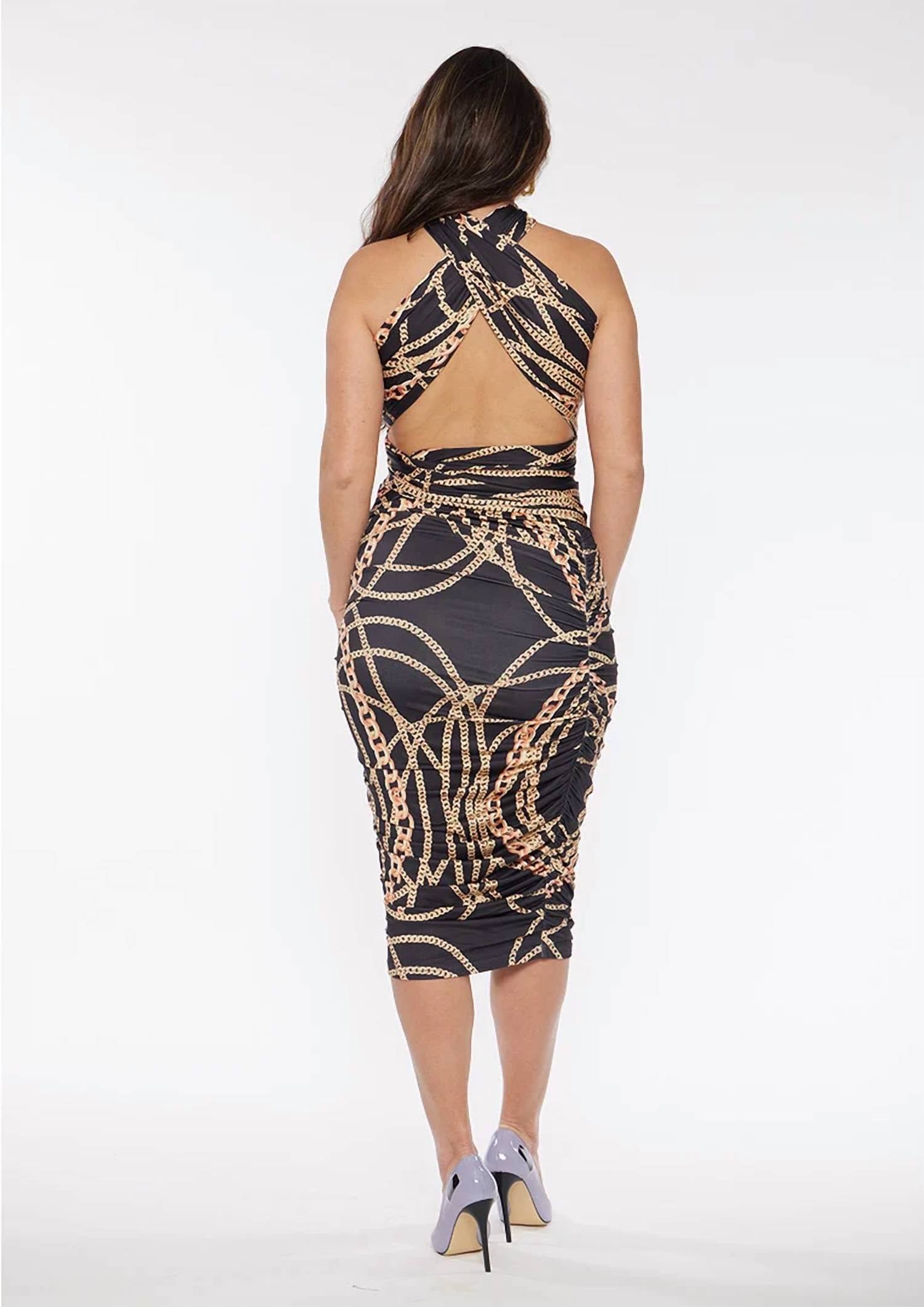 Circular Path - Multi-tie Bodycon Midi Dress