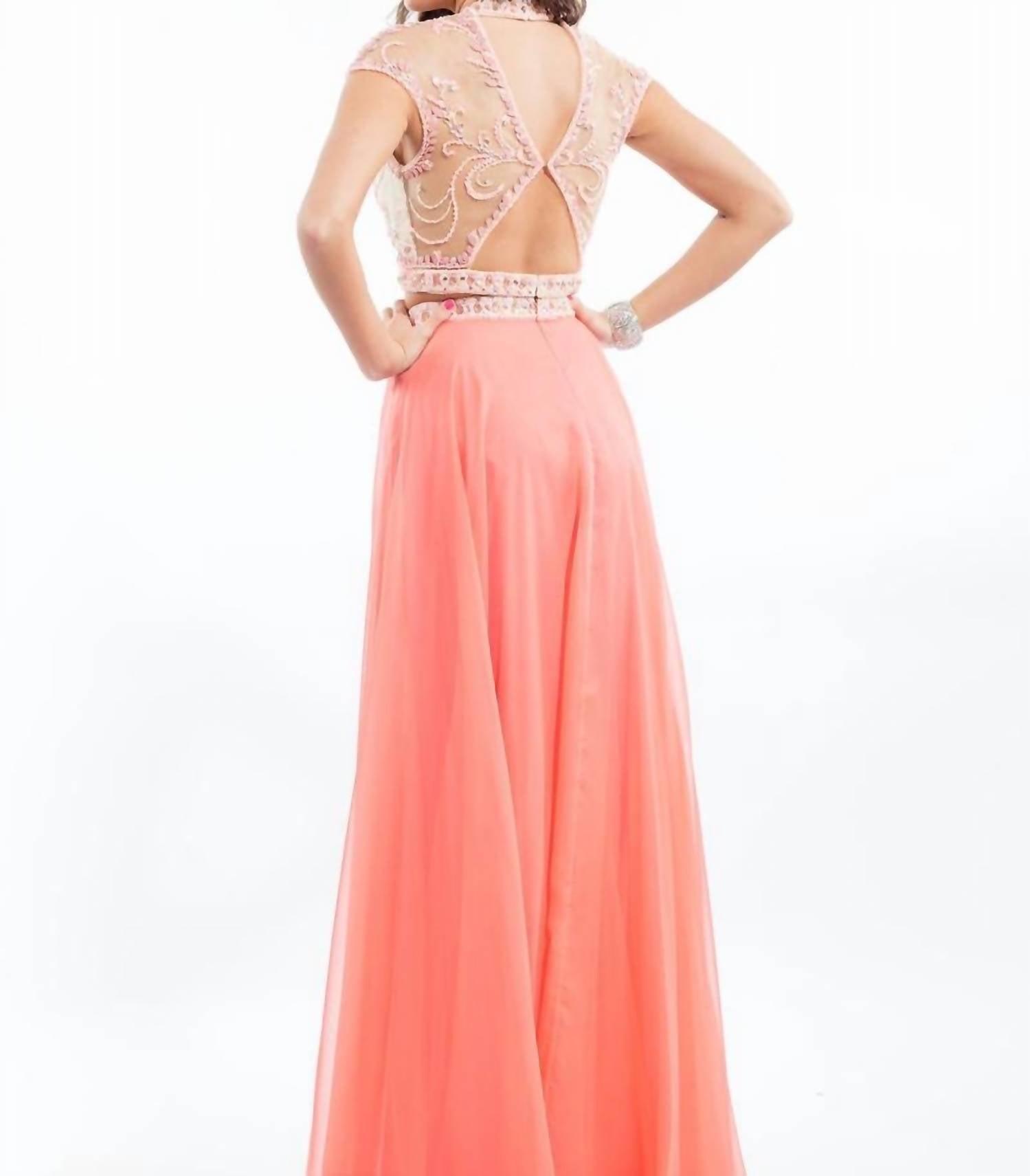 Rachel Allan - Two-piece Embellished Chiffon Gown