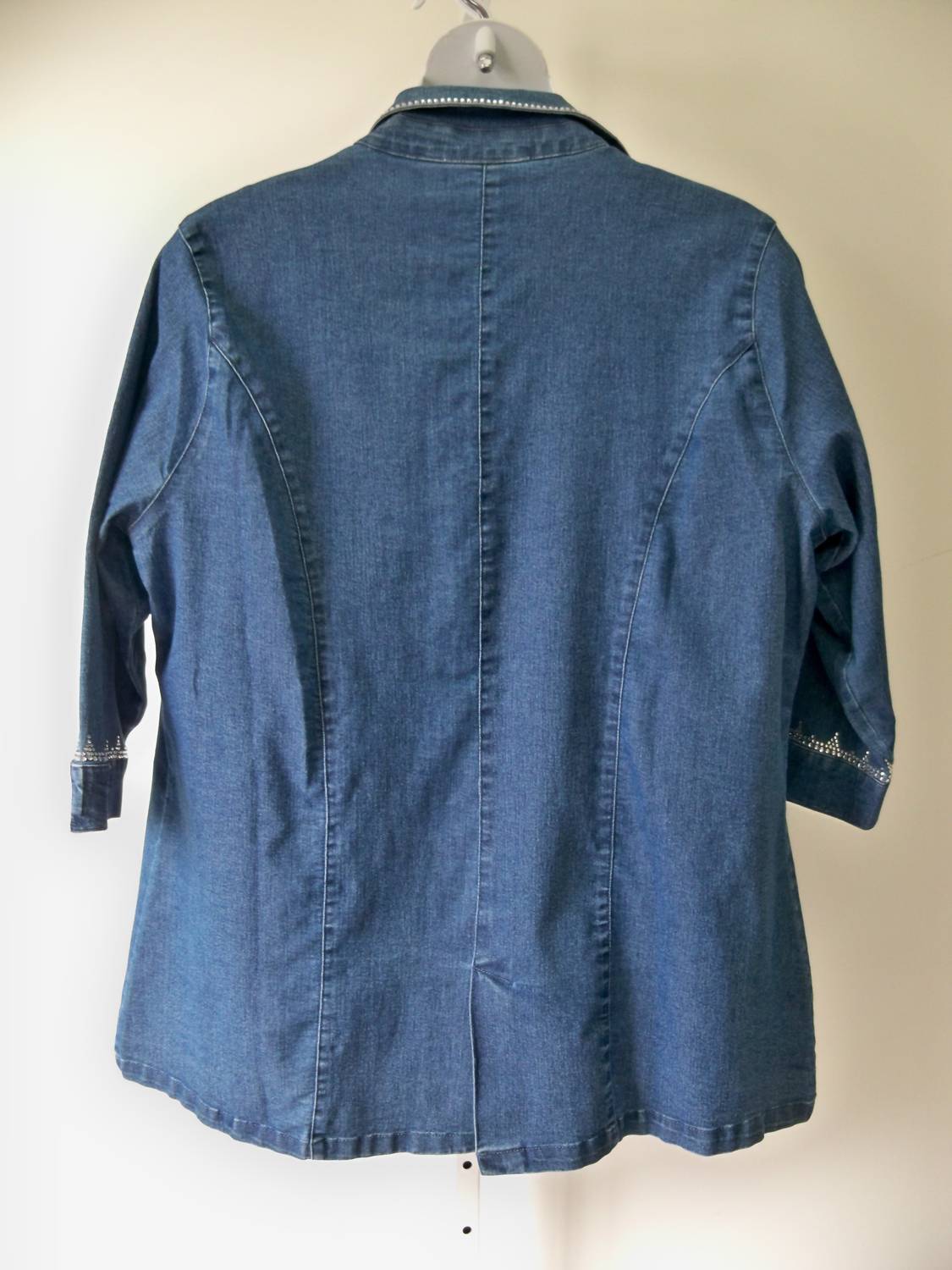 Bleu Bayou - Women's Crystal Trimmed Denim Jacket - Plus