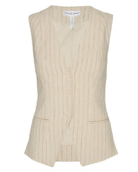 APIECE APART Helena V-neck Vest in striped flax - women's jacket - view 4