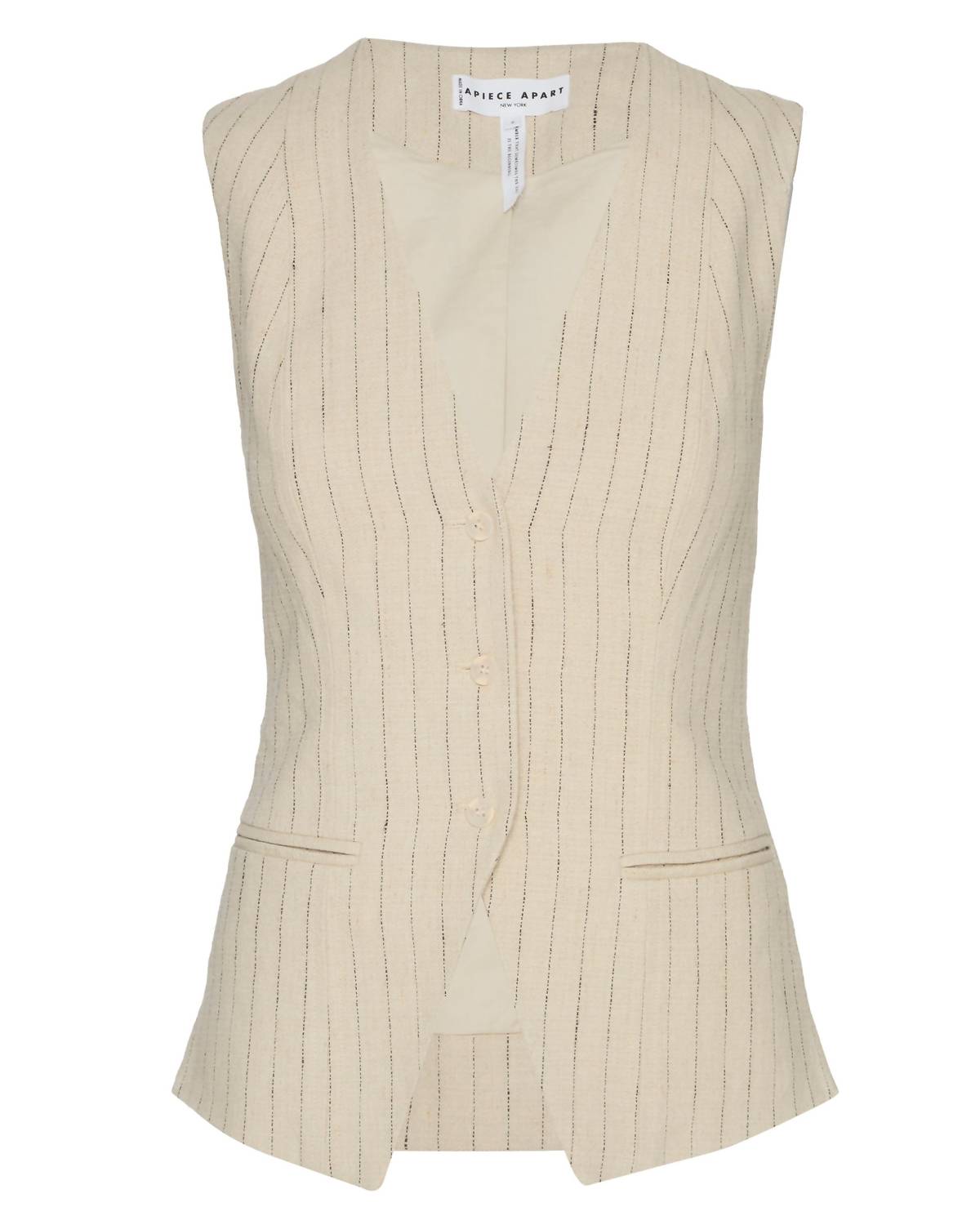 APIECE APART Helena V-neck Vest in striped flax - women's jacket - view 4