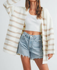 Buttermelon - Knitted Stripe Maxi Cardigan