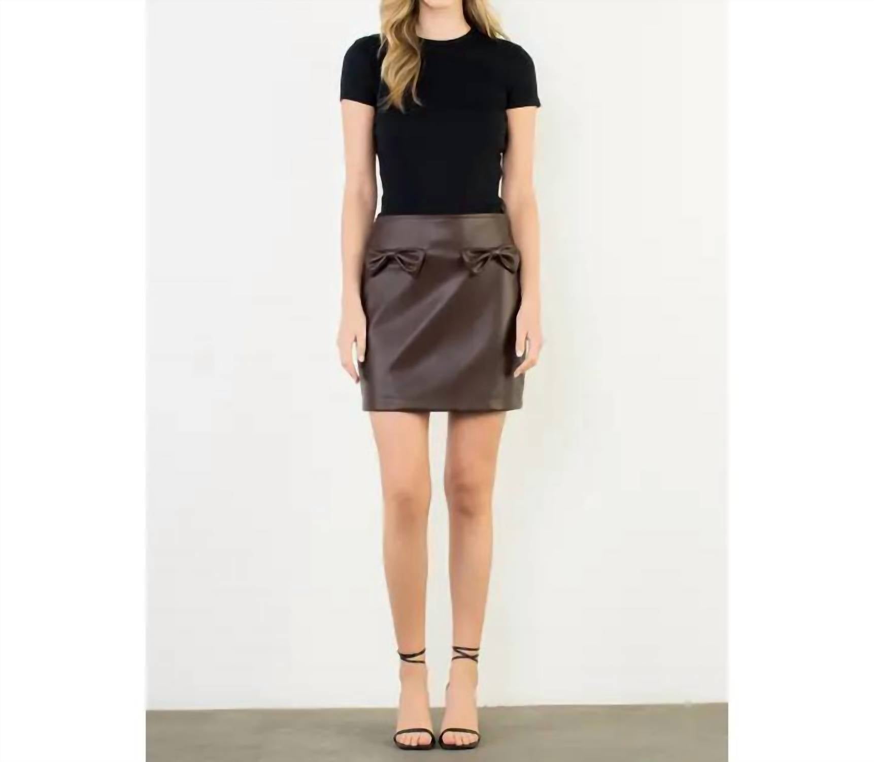 Thml - Bow Faux Leather Skirt