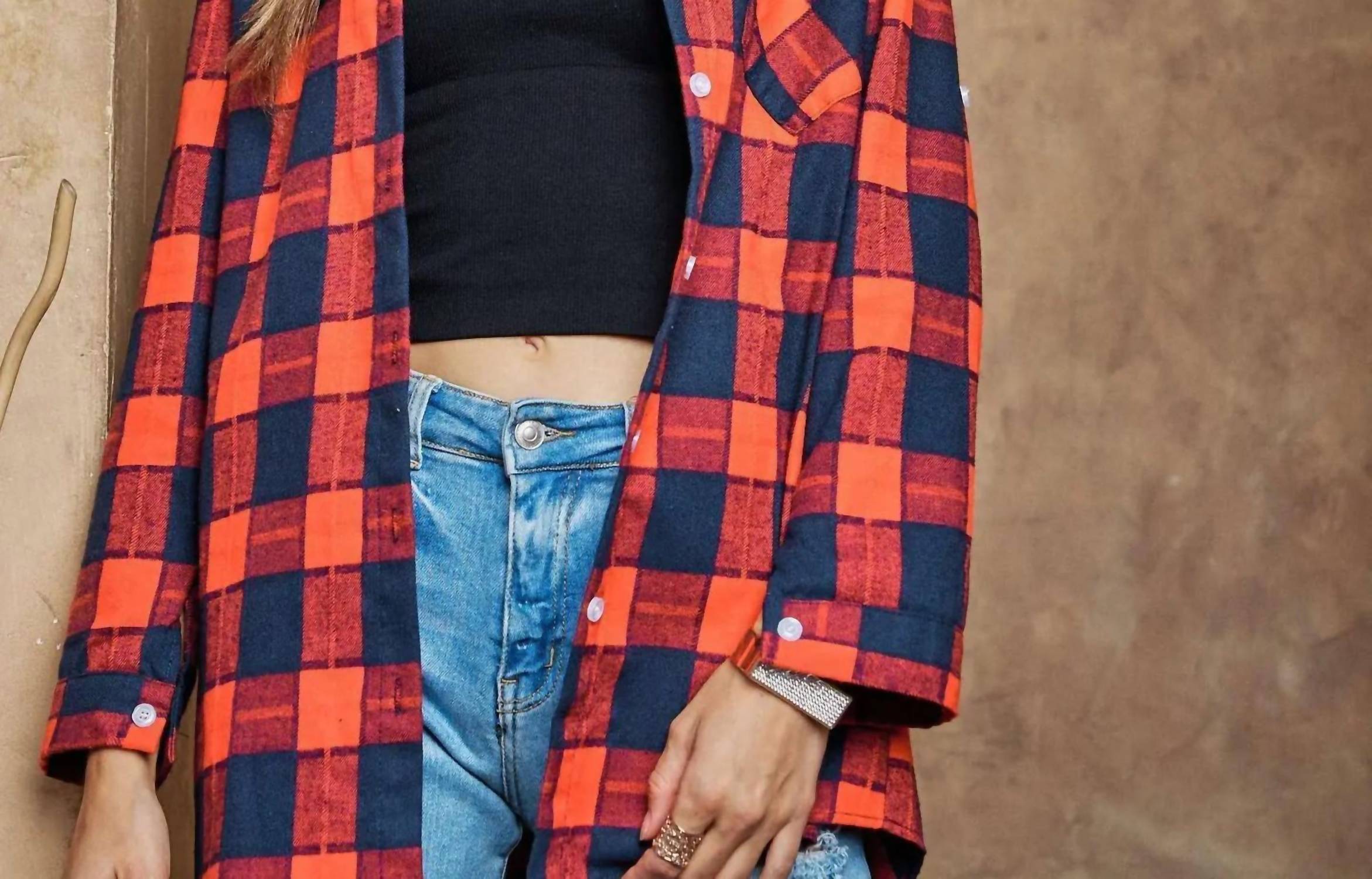 Adora - Button Down Plaid Shirt