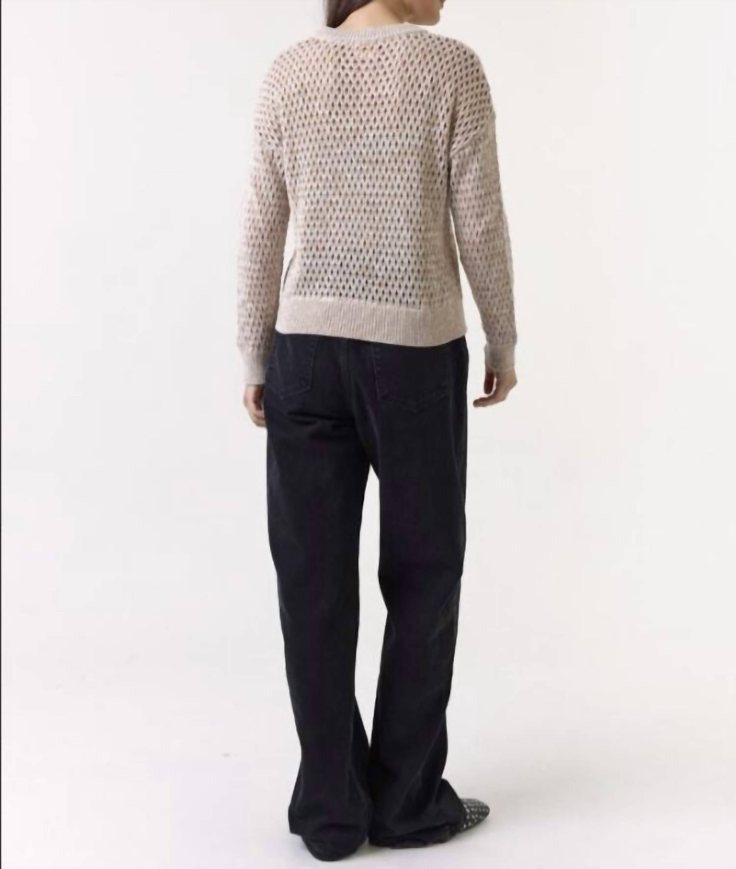 Wispr Tanya Twist Yarn Crew Top in light brown - women's long sleeve top - view 4