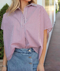 Karlie - Signature Stripe Collar Top