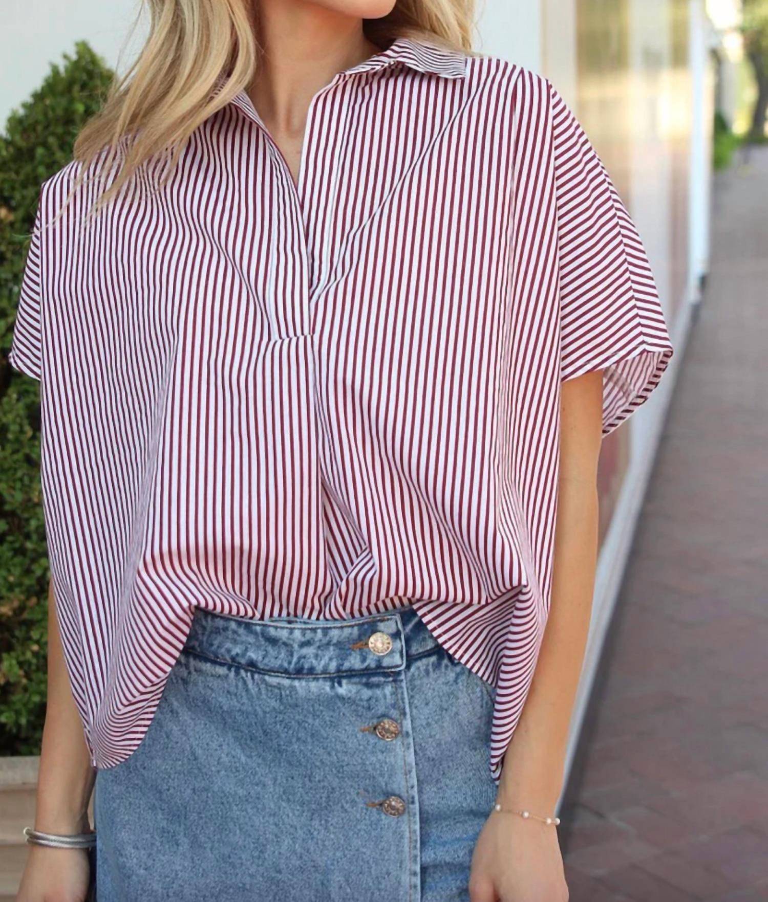 Karlie - Signature Stripe Collar Top