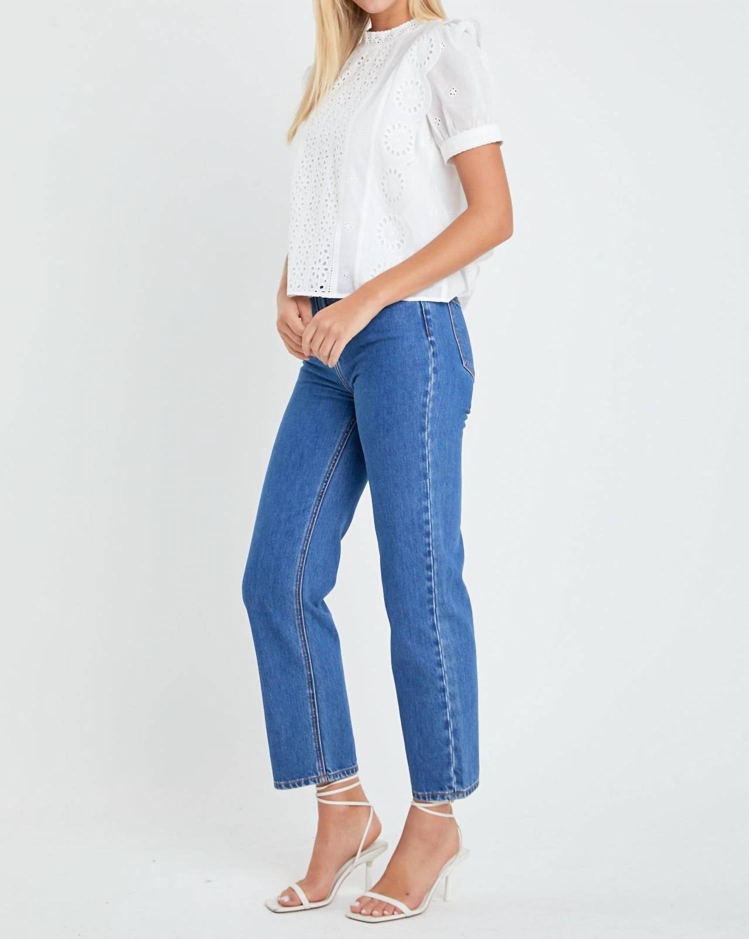 English Factory - Eyelet Short Sleeve Blouse