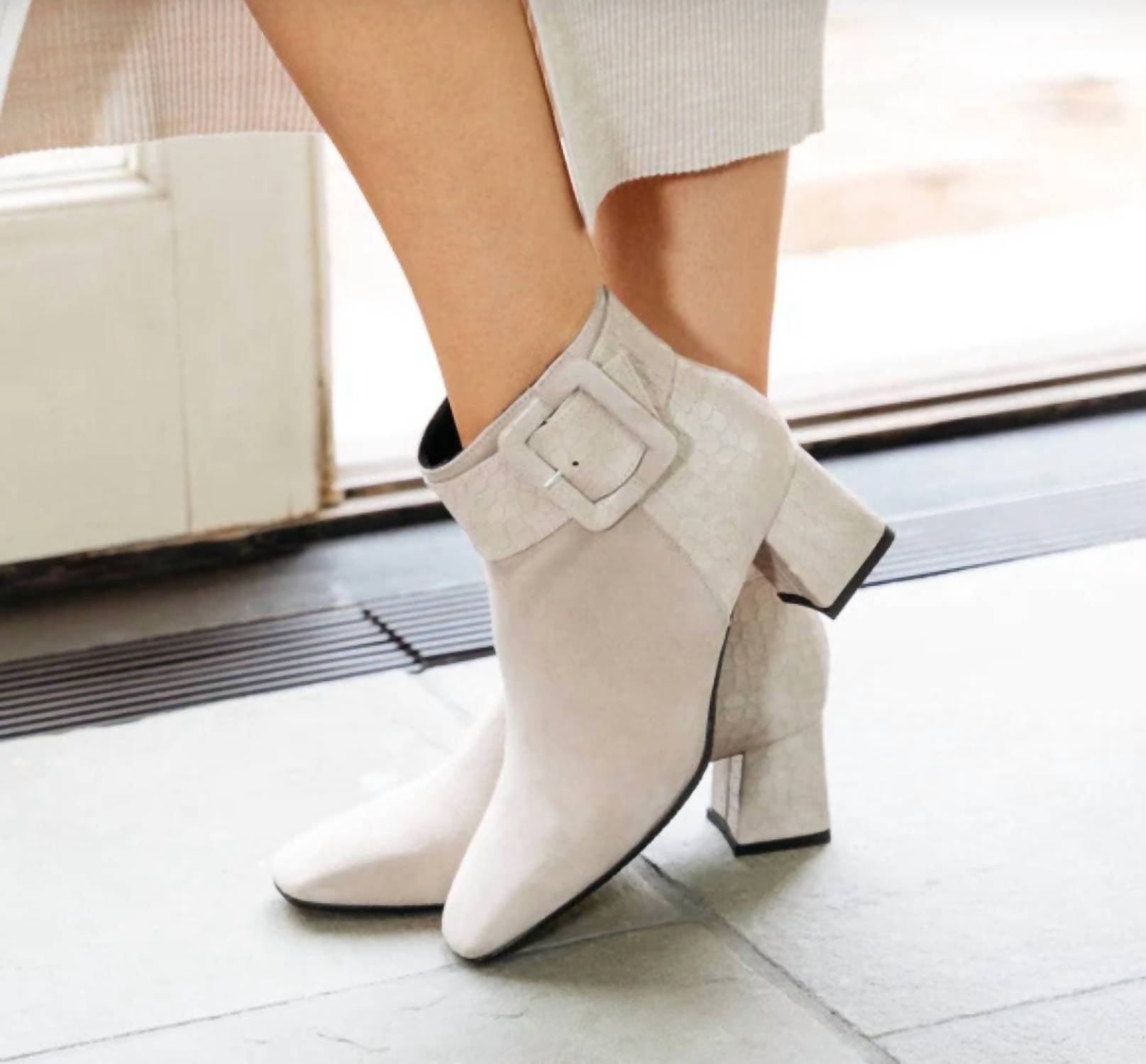 Ron White Women's Linzi Buckle Boots in lamb - women's shoe - detail view