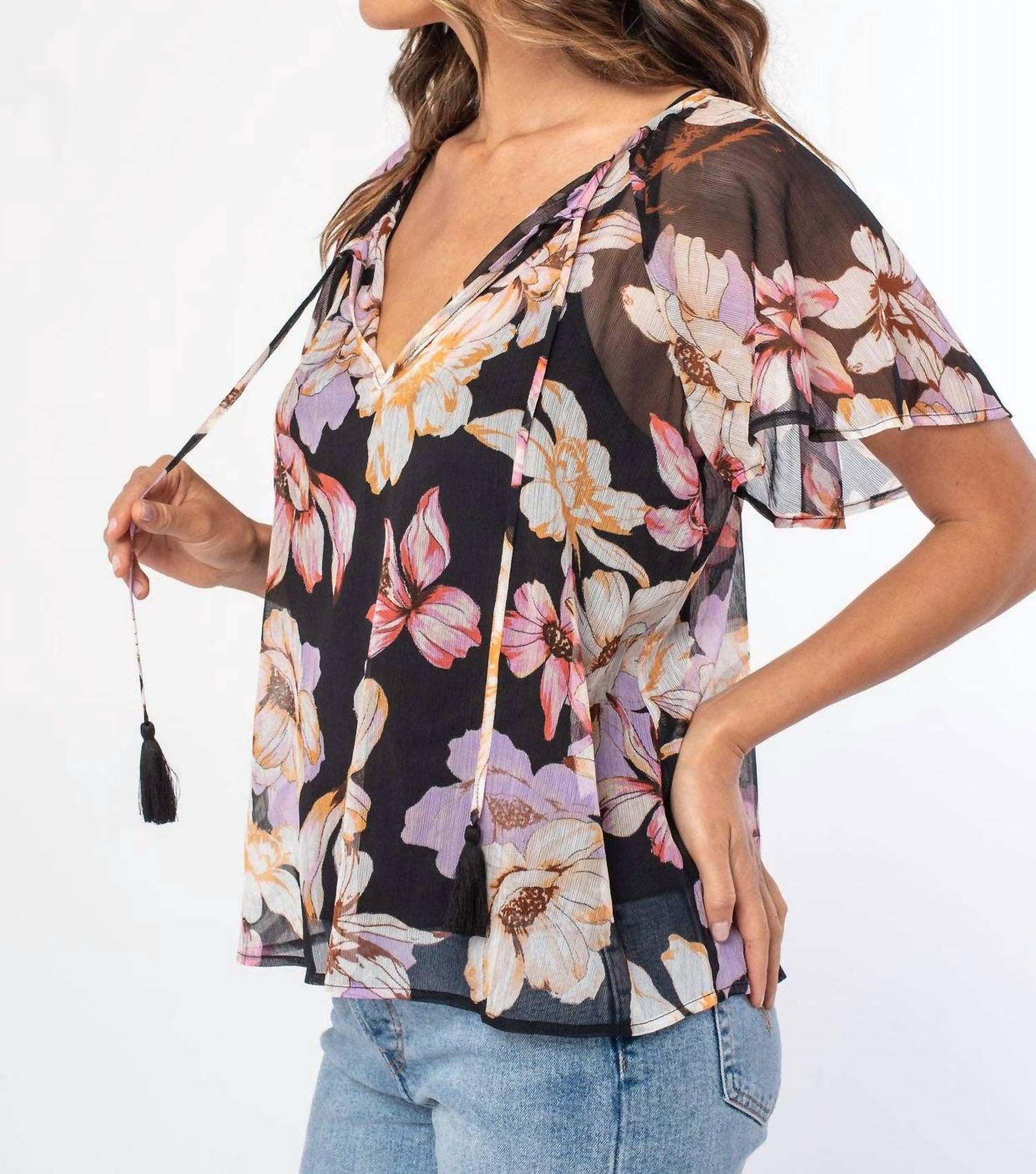 Lovestitch - Charlotte Floral Tie Front Top
