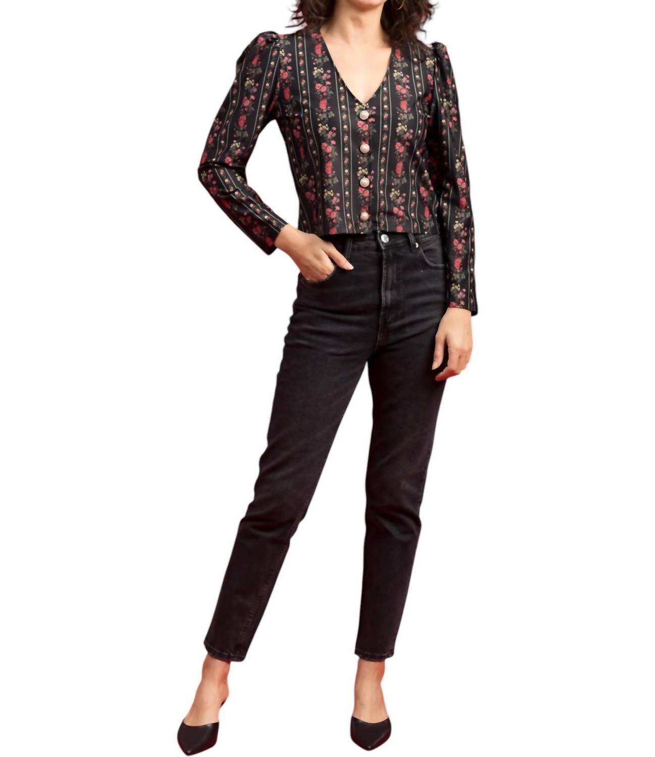 SMITH & QUINN Long Sleeve Floral Cardigan in onyx garden - women's cardigan