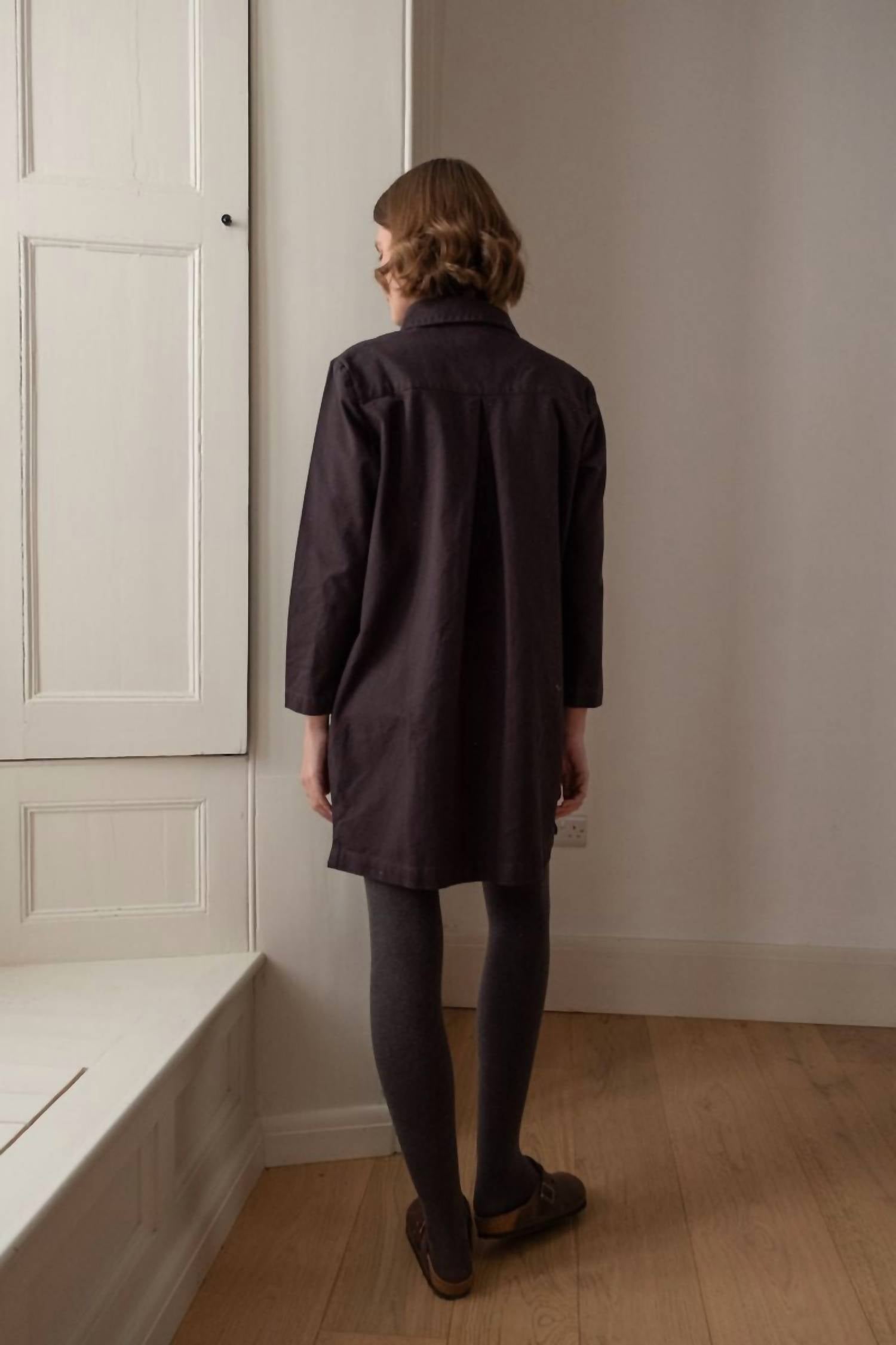 BIBICO Tara Short Cotton Twill Dress in dove grey - women's dress - view 4