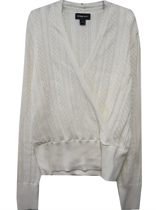 Fifteen Twenty - Women's Pointelle Cotton Wrap Sweater