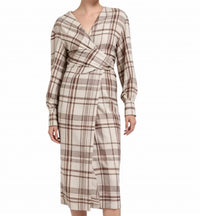 Brunello Cucinelli - Plaid Wrap-effect Midi Dress