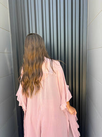 Bluivy - Sheer Ruffled Blush Kimono Cardigan