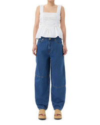 Ganni - Cotton Poplin Smock Strap Blouse