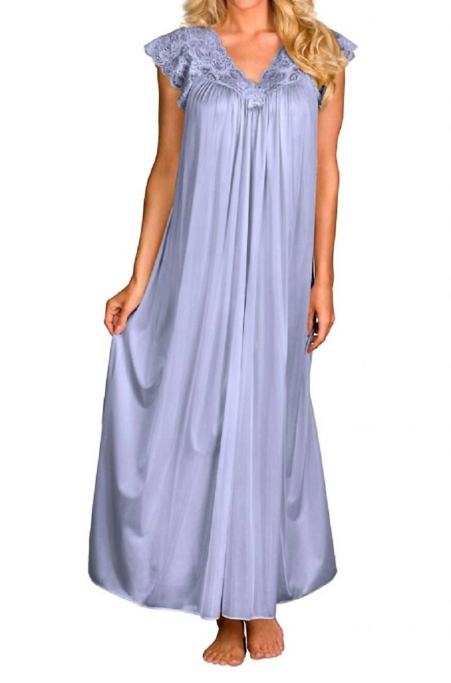 Shadowline Lingerie - Long Lace Cap Sleeve Nightgown