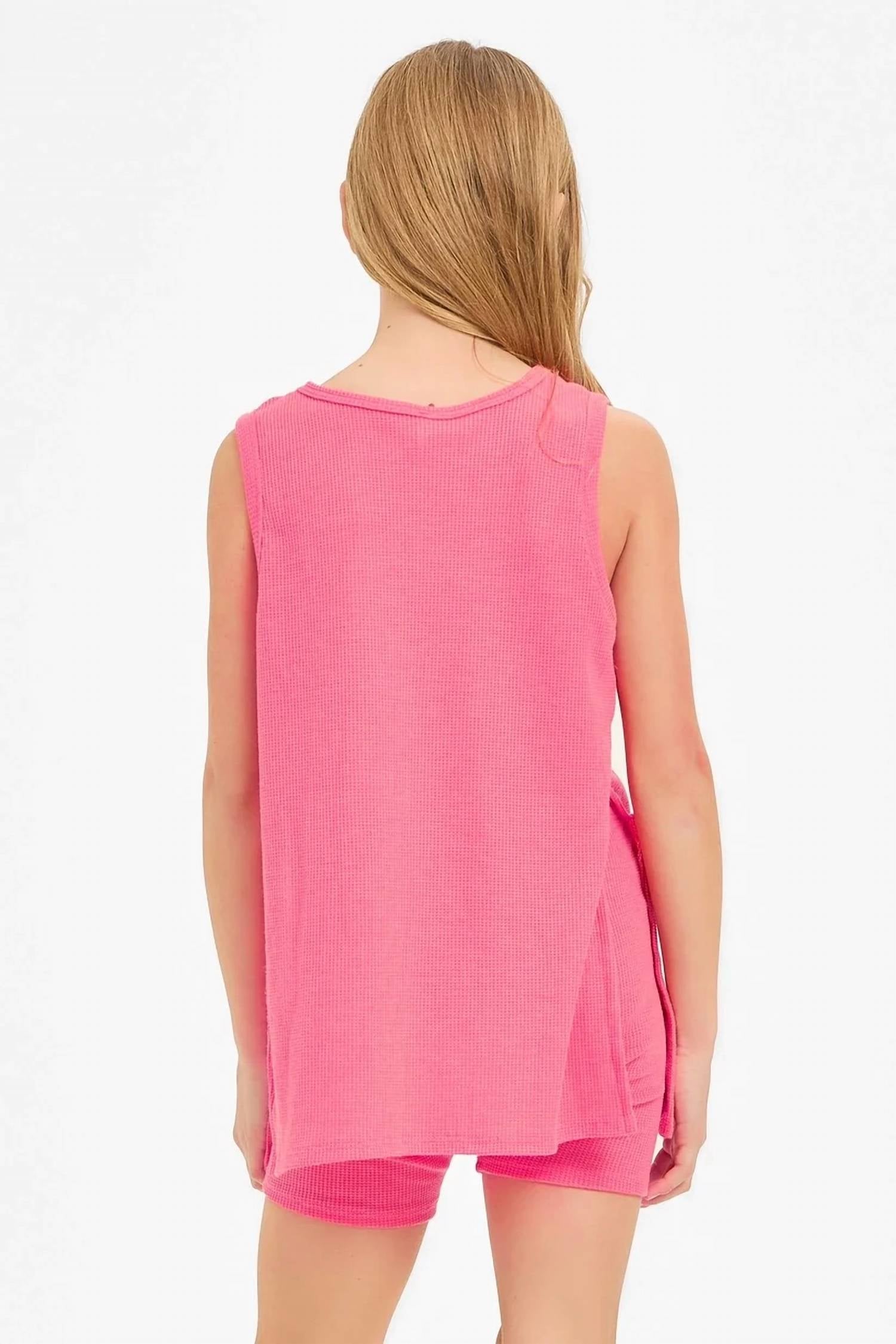 Good Girl - Waffle Knit Top And Short Set