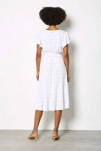 Apricot - Sequin Embroidered Flower Ruffle Sleeve Dress