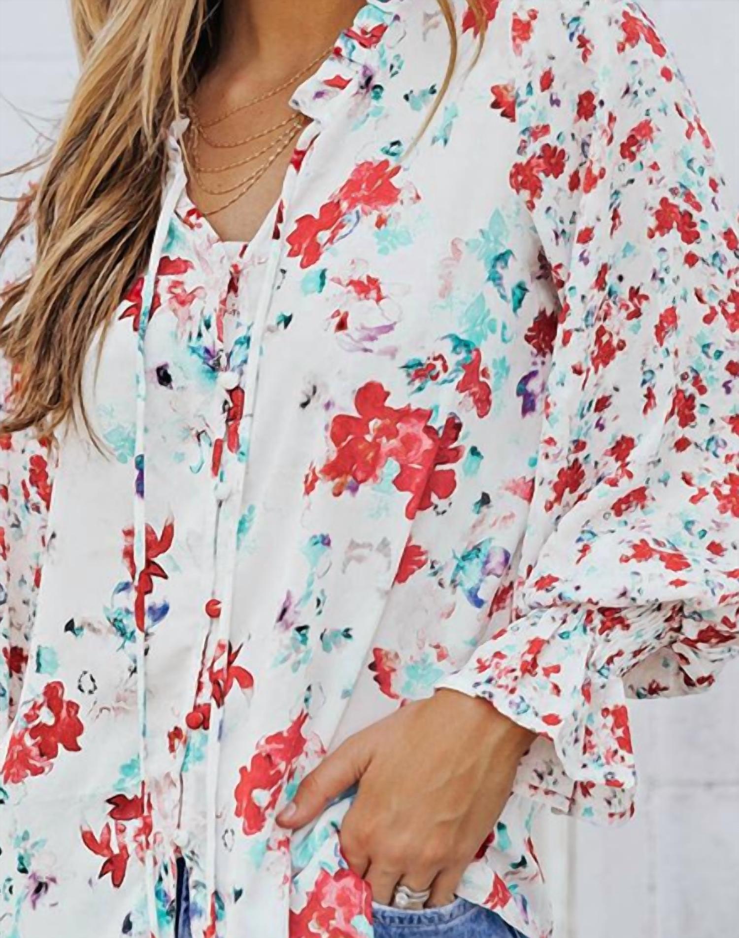 Shiying Fashion - Floral Smocked Blouse