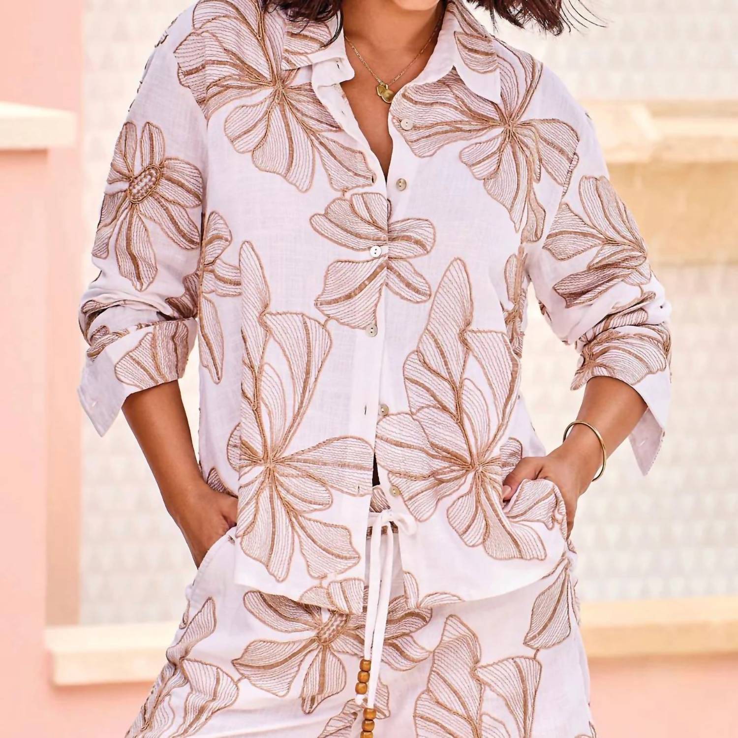 Tribal - Oasis Long Sleeve Button Front Shirt