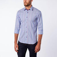 Eight X - Striped Button Down Shirt With Plaid Trim