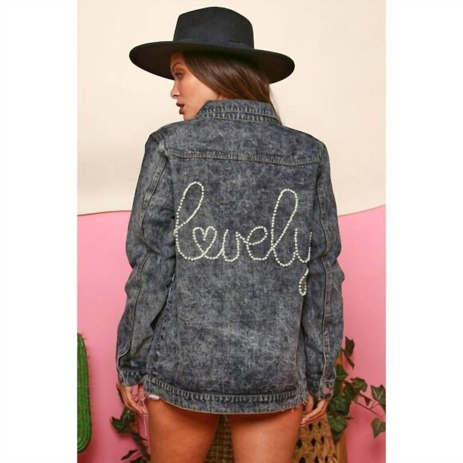 Fantastic Fawn - Washed Denim Jacket With Lovely In Pearl