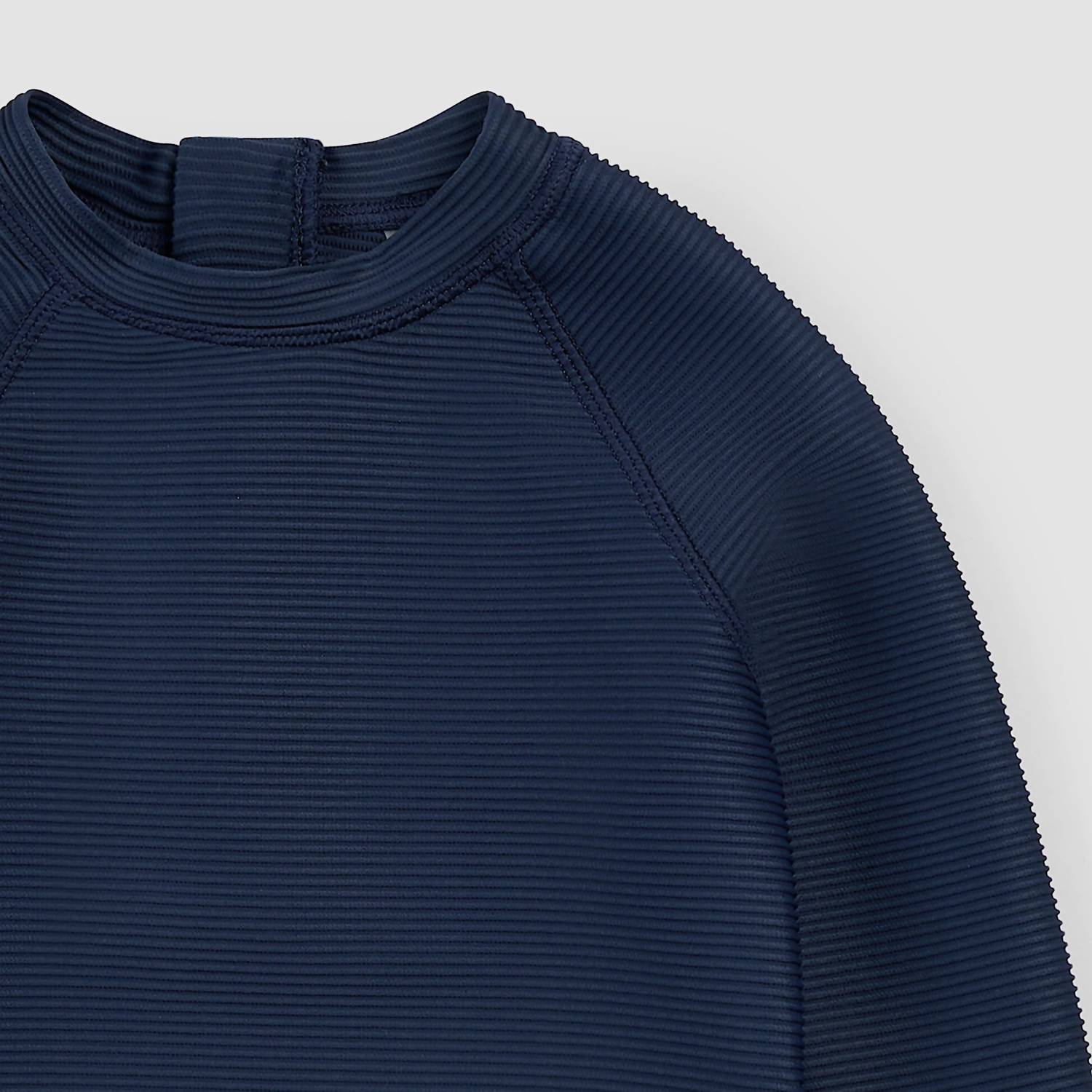 Miles Baby Boys Textured Solid Long Sleeve Rashguard in navy - kids' item - alternate view