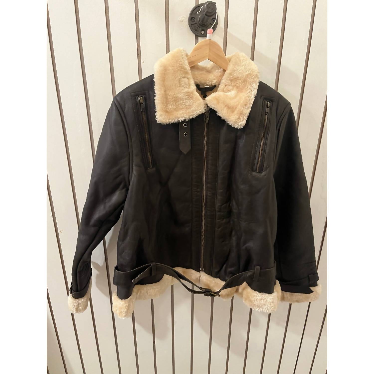 Angel - Women's Genuine Leather Sherling Jacket