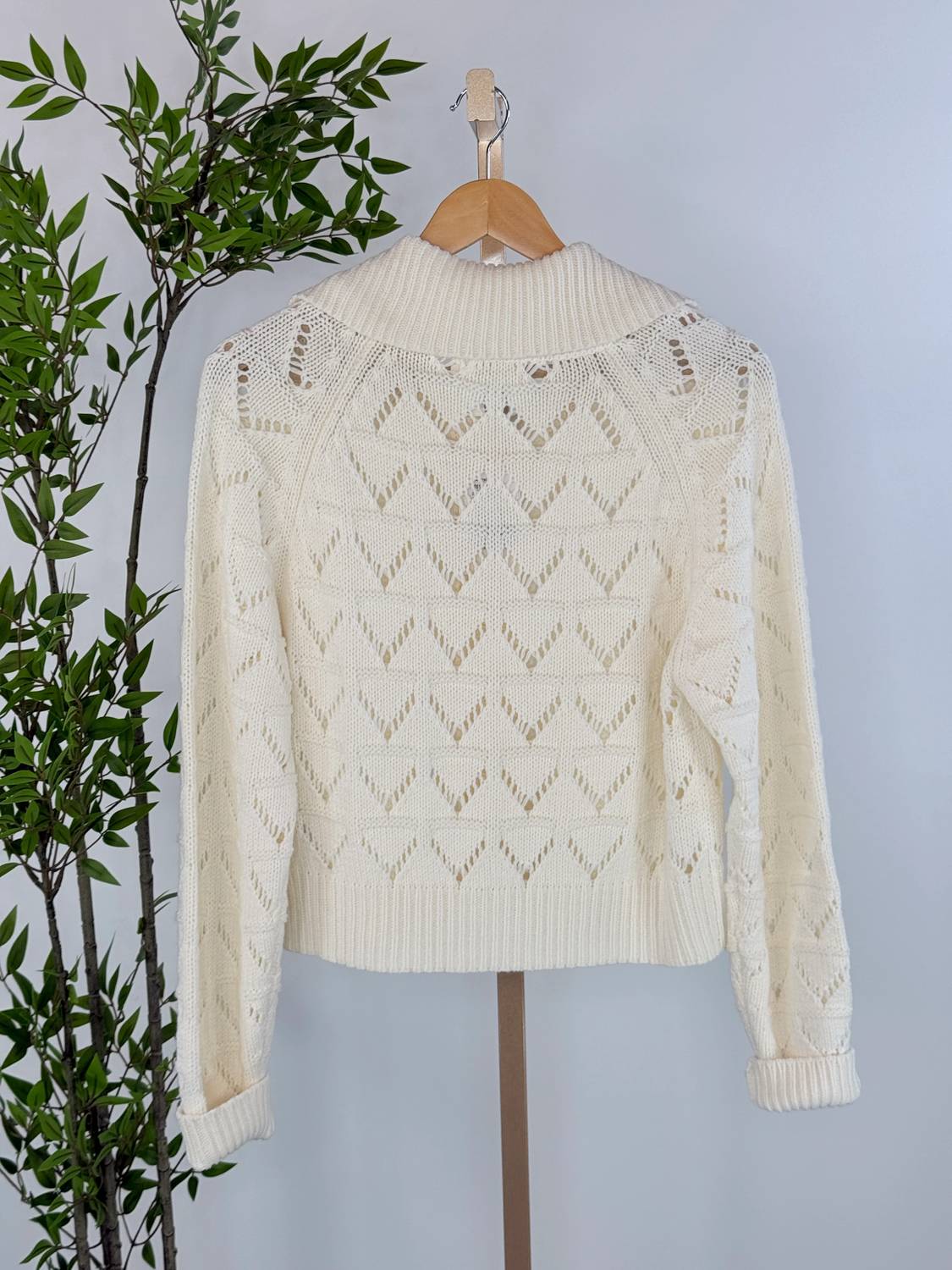 The Korner - Women's Pointelle Open Knit Cardigan